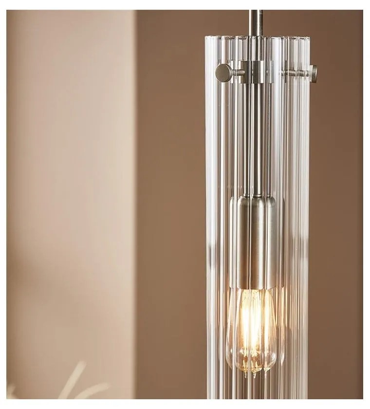 Lustră argintie cu abajur din sticlă Tubo – Markslöjd