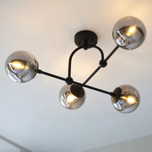 Lustră aplicată Endon 106662 ONTARIO 4xE14/7W/230V negru/fumuriu