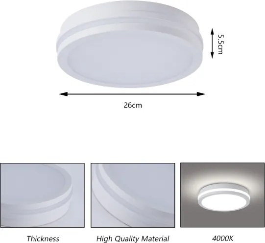 Brilagi - Lampă LED de exterior BENE cu senzor, 24 W, 230 V, Ø 26 cm, alb, IP54