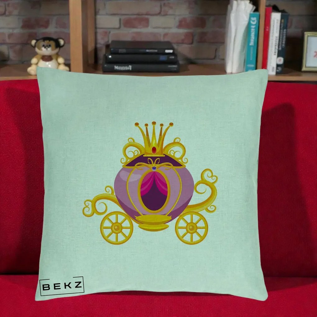 Perna Decorativa Trasura Regala Aurie, 40x40 cm, Verde Menta, Husa Detasabila, Perna Inclusa, BEKZ®