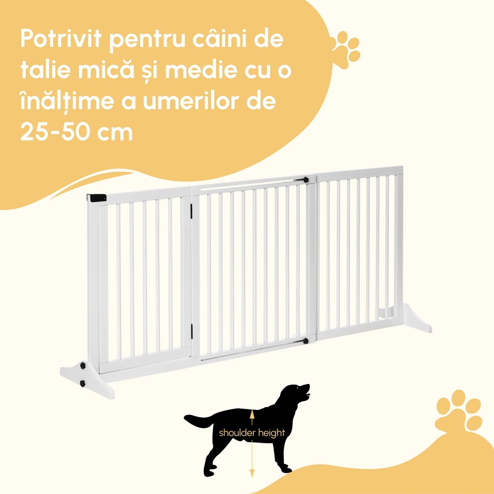 PawHut Poartă Lemn Reglabilă Animale Companie Gard Independent Ușă Hol | Aosom Romania