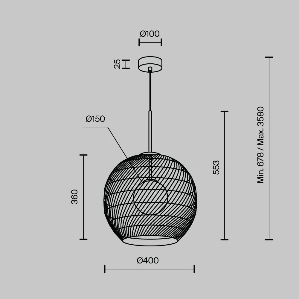 Lustra/Pendul design modern CANE 40cm bej