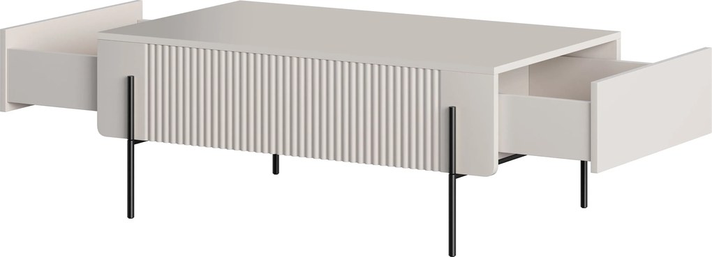 Măsuță de cafea Malmi 100 cm cu sertare - casmir / picioare negre