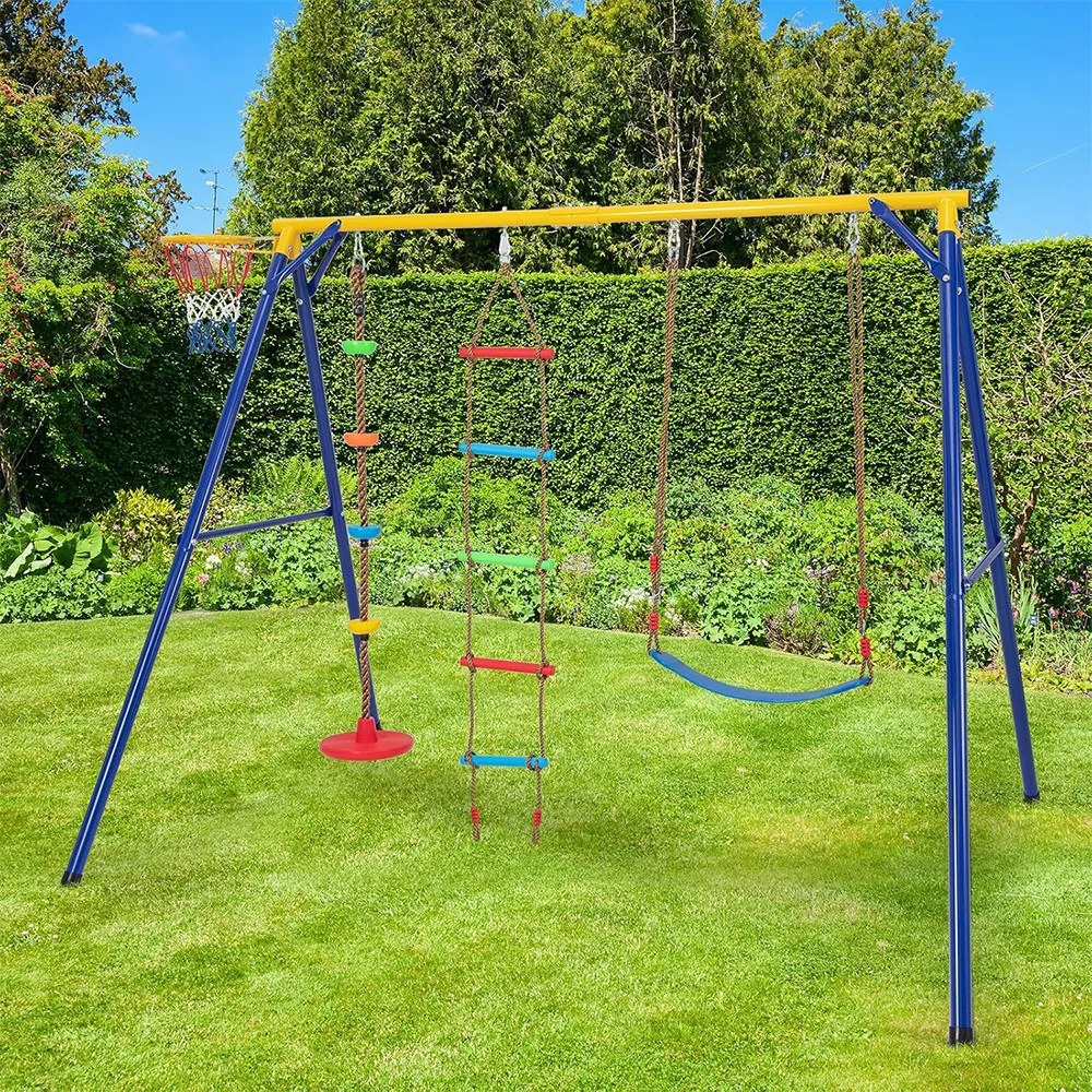 Set leagăne 4 în 1 cu panou de baschet