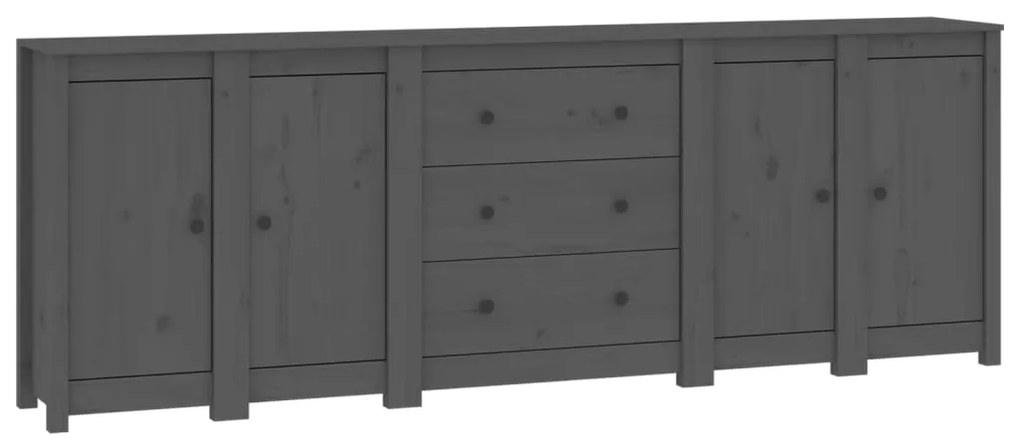 3114076 vidaXL Servantă, gri, 230x35x80 cm, lemn masiv de pin
