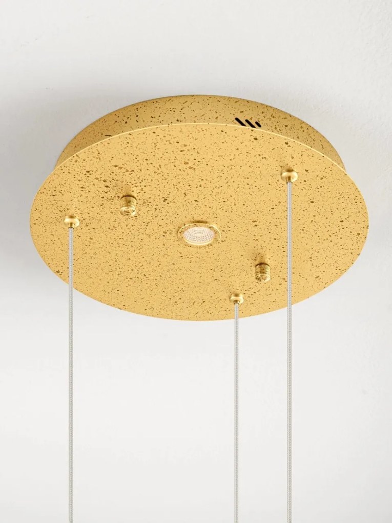 Lustra cu 3 pendule LED otel auriu si sticla MALORY
