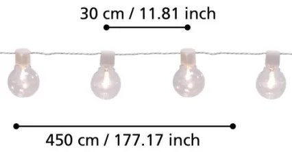 Lanț LED decorativ de exterior PARTAJ 16xLED/0,064W/24V IP44 alb Eglo 900238