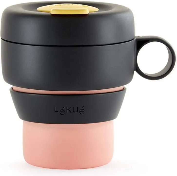 Cana pliabila Lekue On The Go 1010233, 350 ml, -20/+100 °C, Inchidere ermetica si etansa, Coral