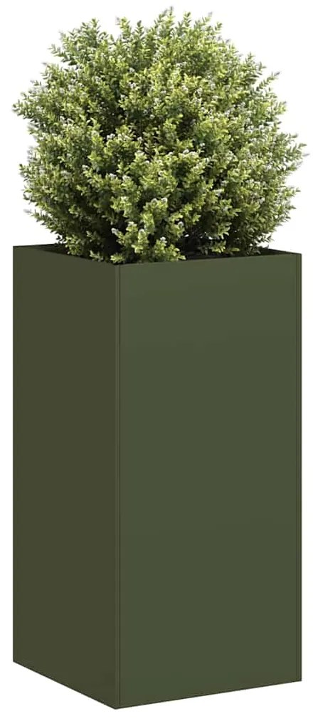 vidaXL Jardinieră verde măsline 40x40x80 cm oțel laminat la rece