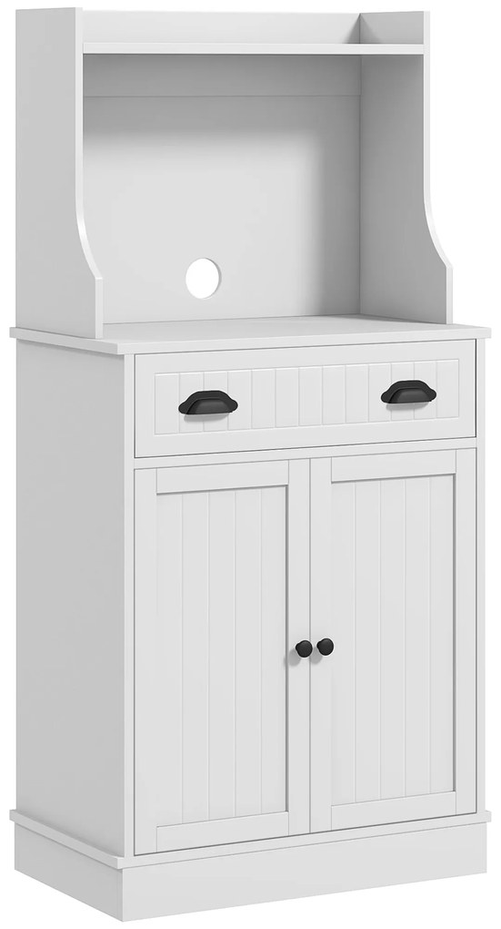 HOMCOM Dulap mobilier cuptor cu microunde pentru bucătărie cu spațiu deschis 1 sertar și dulap cu 2 uși 61 x 35 x 125,4 cm alb | Aosom Romania
