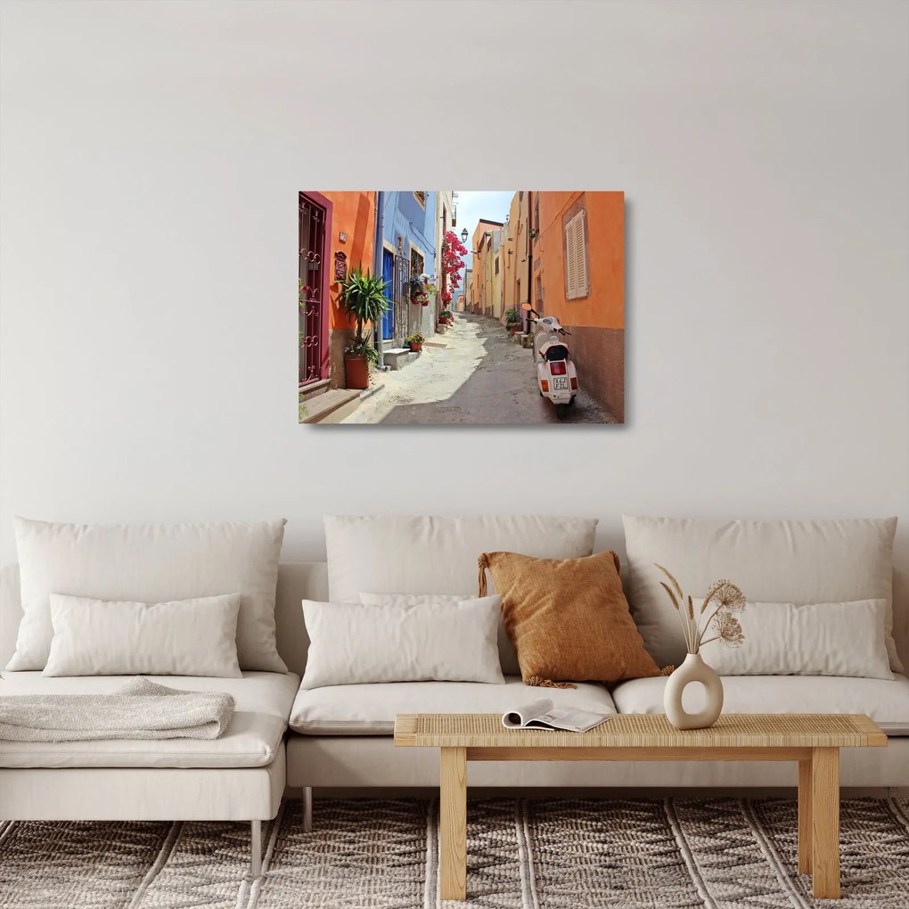 Tablou pe sticlă cu strada din Sardinia (70x50 cm)