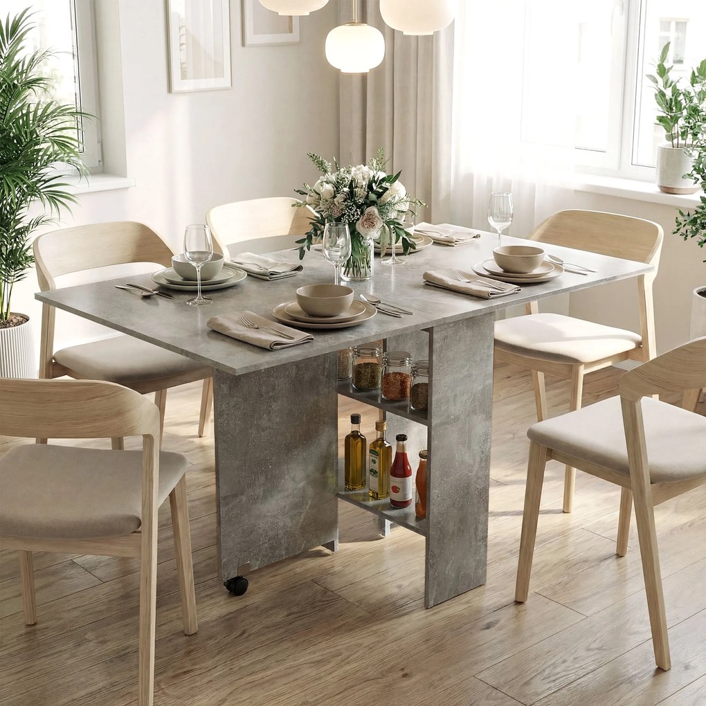HOMCOM masă de dining, masă pliabilă economisire spațiu, masă economisire spațiu, masă extensibilă masă pliabilă masă economisire spațiu masă cu roți | Aosom Romania