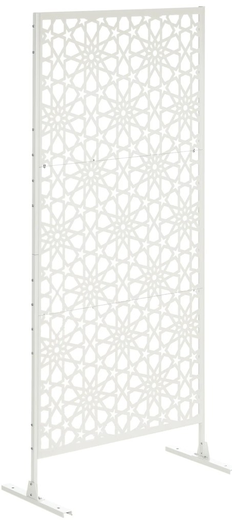 Outsunny Panou paravan de protecție decorativ exterior alb cu model din metal, 92 x 45 x 198 cm | Aosom Romania