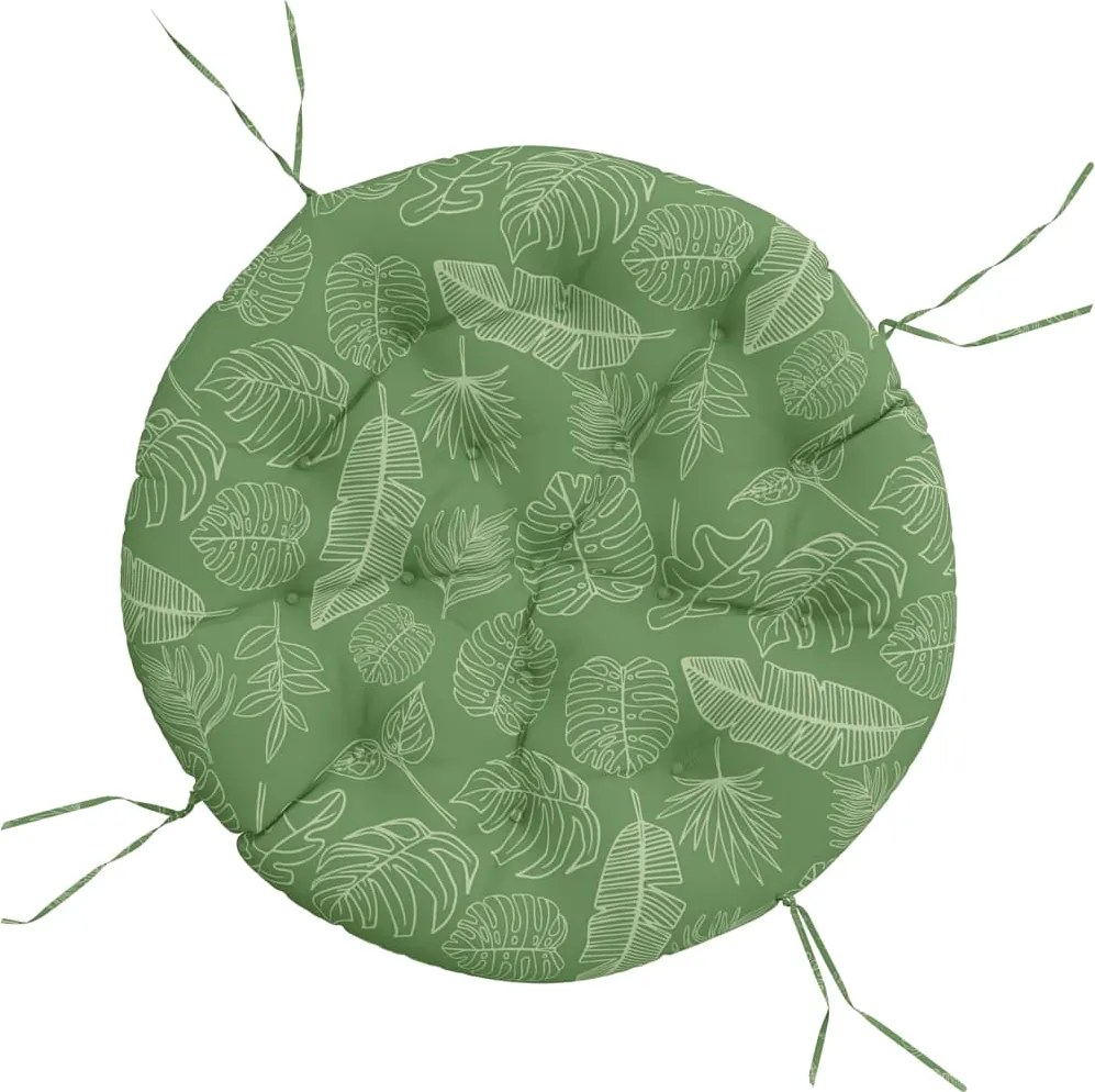 vidaXL Pernă rotundă, model frunze, Ø 100 x 11 cm, țesătură Oxford