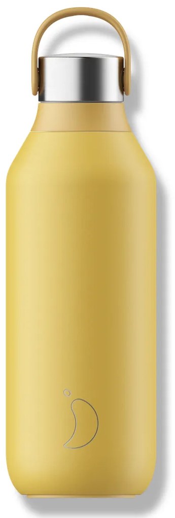 Sticlă termos Chilly's Bottles - galben polen 500ml, colecția Series 2