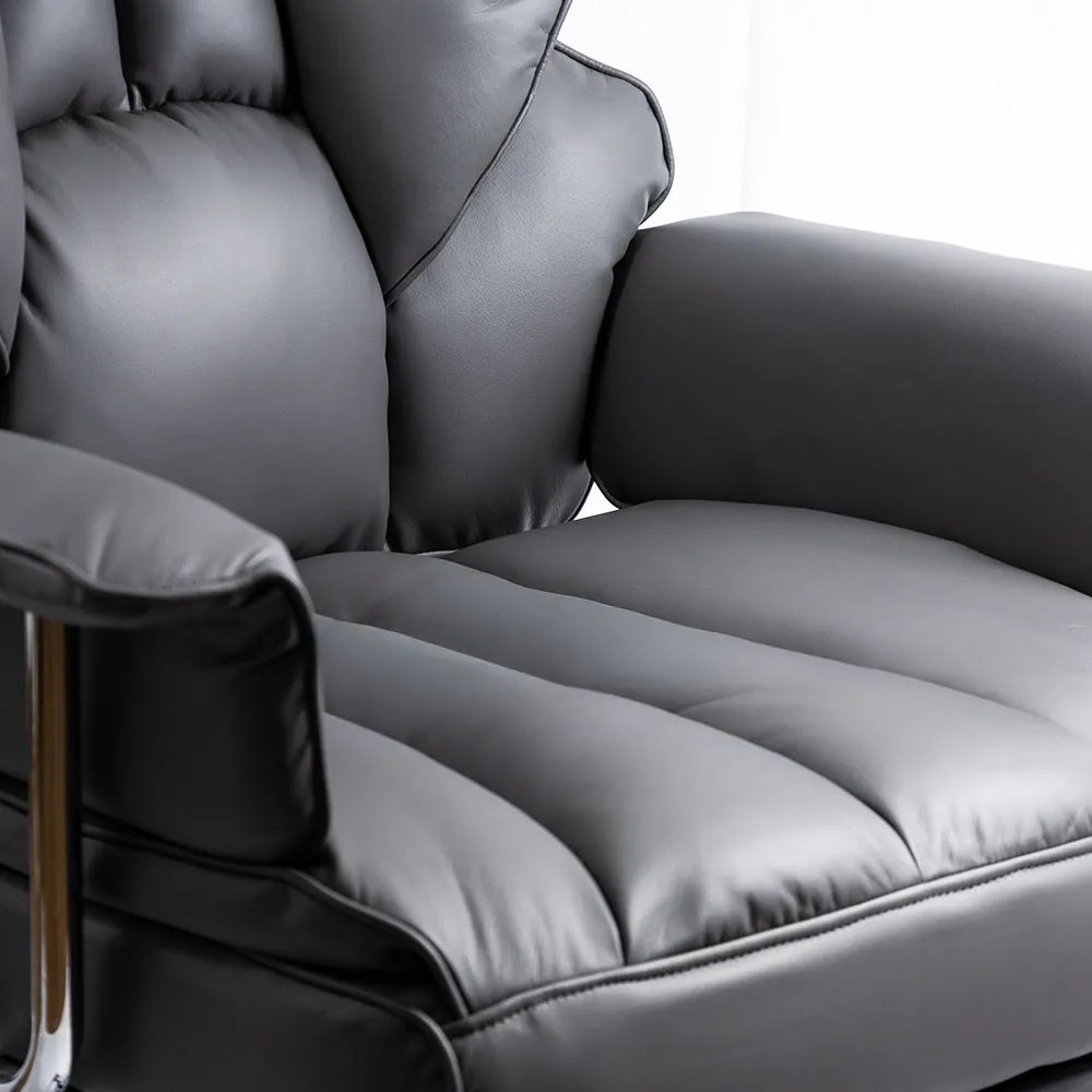 Scaun directorial gri din piele ecologica rezistent pana la 150 kg OFF 413