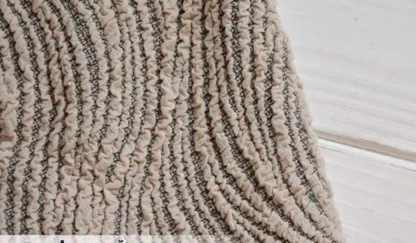 Set huse elastice pentru canapea 3 Locuri si 2 fotolii, fara volanas, model Jacquard Gri in dungi