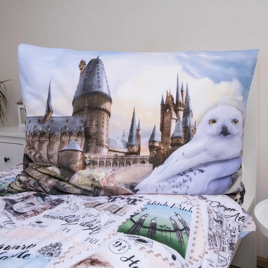 Jerry Fabrics Lenjerie de pat din bumbac Harry Potter Hedwig 02, 140 x 200 cm, 70 x 90 cm