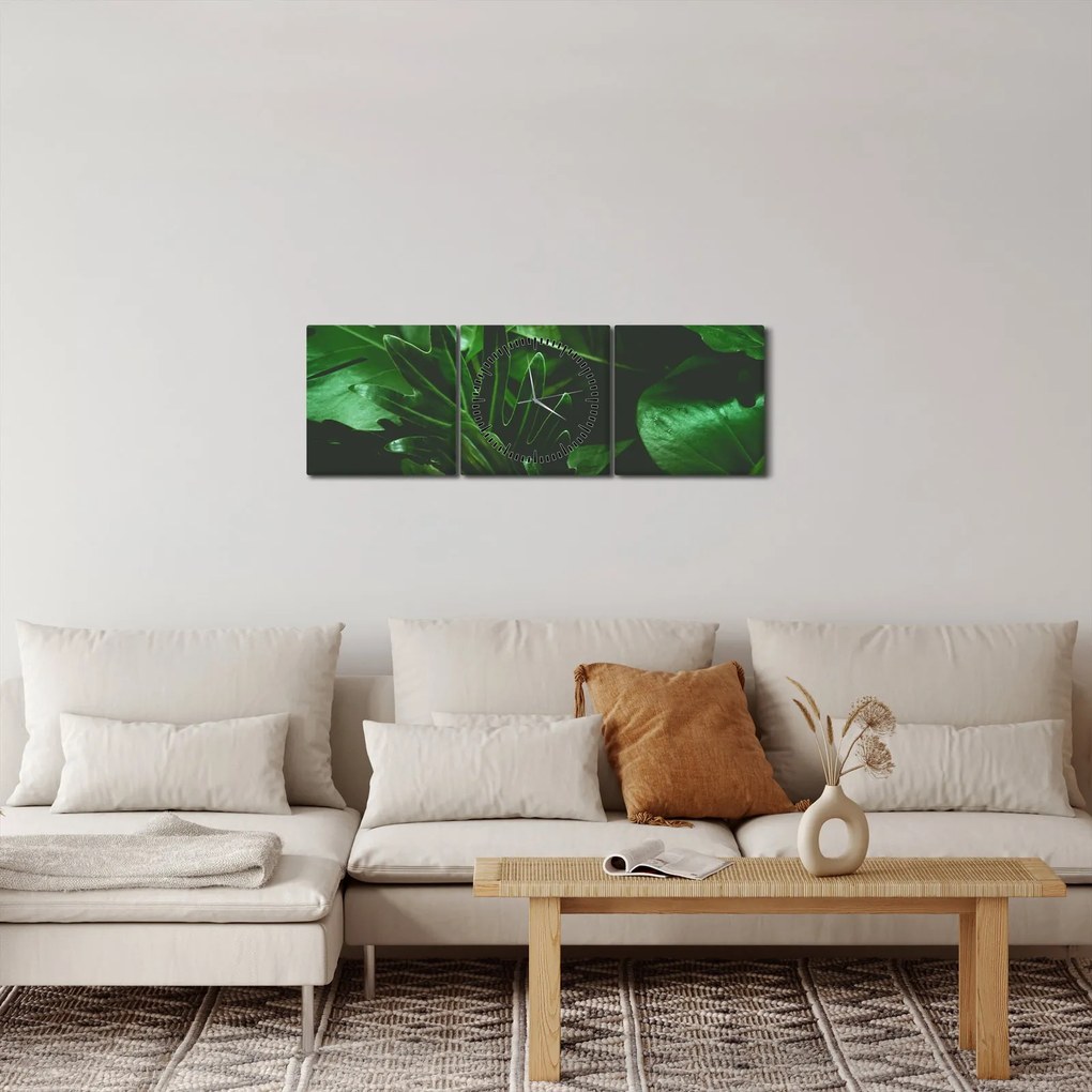 Tablou - Frunze de palmier (cu ceas) (90x30 cm)