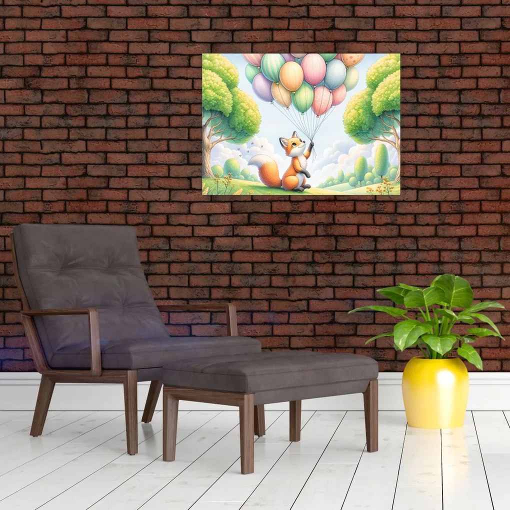 Tablou pe sticlă – Vulpe fericită (70x50 cm)