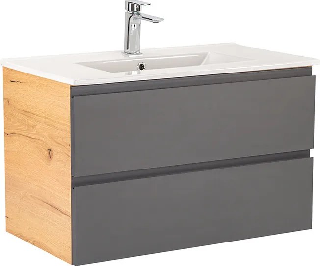 Vario Pull 80 dulap de bază cu chiuvetă stejar-antracite