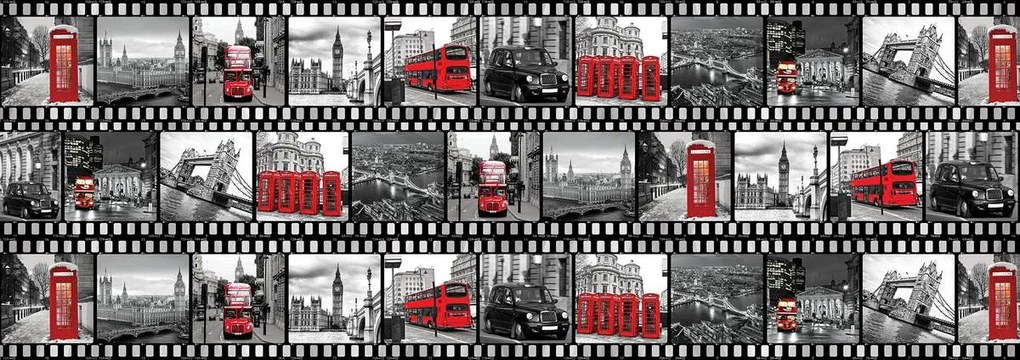 Fototapet - Rolă de film - Londra (254x184 cm)