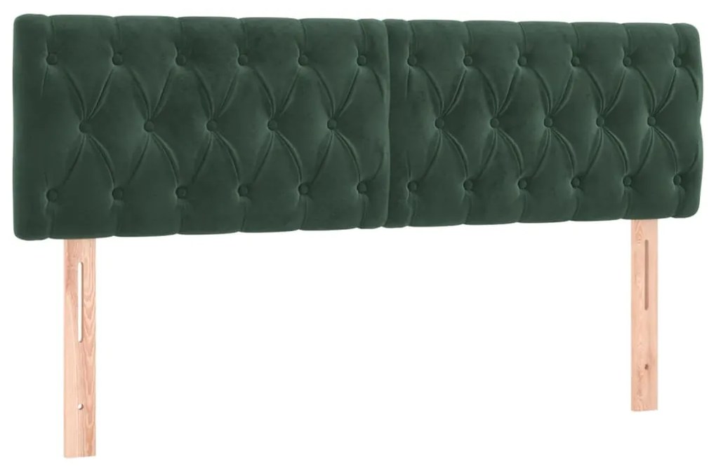 346365 vidaXL Tăblii de pat, 2 buc, verde închis, 80x7x78/88 cm, catifea