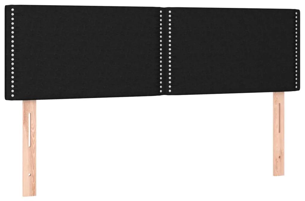 Pat box spring cu saltea, negru, 140x200 cm, textil Negru, 140 x 200 cm, Culoare unica si cuie de tapiterie