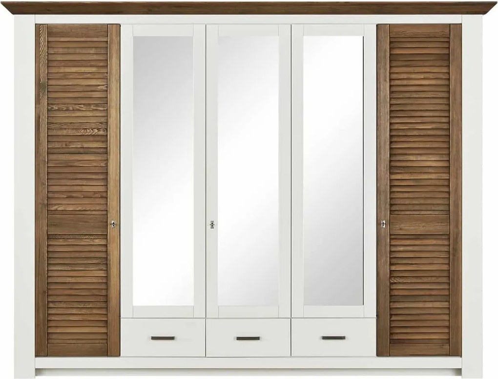 Dulap lemn masiv alb Lucia Maro, 220 × 64 × 210 cm