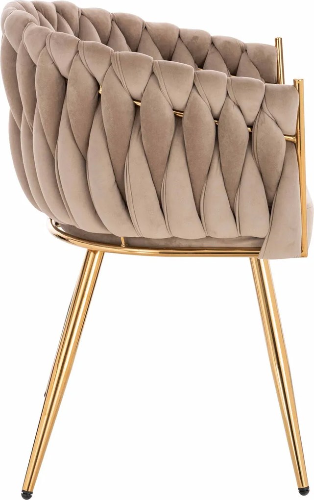 HR750 Scaun cu picioare Aurie Latte din Catifea