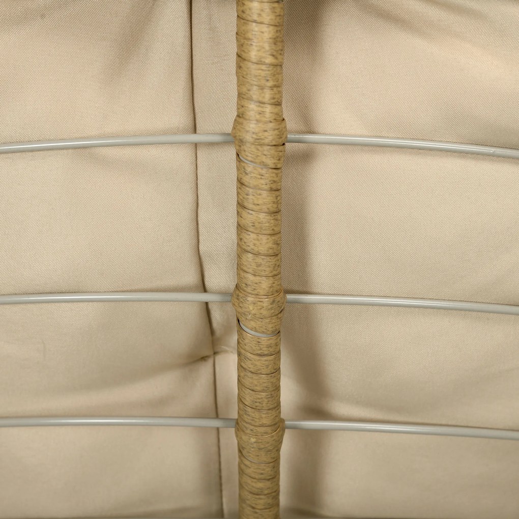 Outsunny Fotoliu din coș Fotoliu din ratan Scaun outdoor, stil boho, rezistent la intemperii, 85 cm x 70 cm x 82 cm, Crem + Natural | Aosom Romania