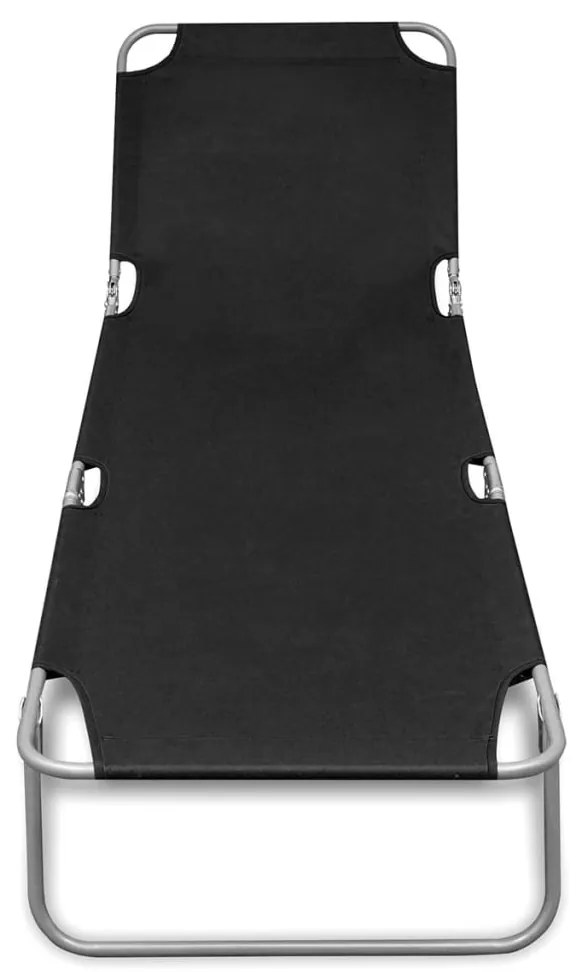41478 vidaXL Șezlong pliabil, negru, oțel vopsit electrostatic