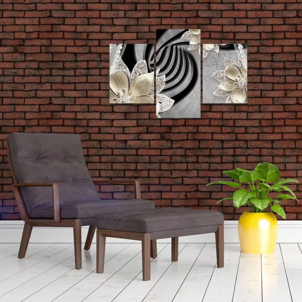 Tablou - 3D Flori aurii (90x60 cm)