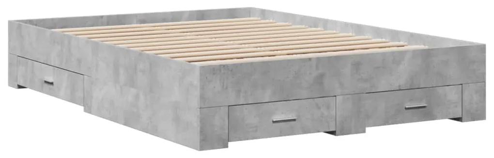 3280394 vidaXL Cadru de pat cu sertare, gri beton, 120x200 cm, lemn prelucrat