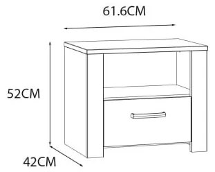 Noptiera Boho Stejar Riviera Si Stejar Bleumarin, 61.6 Cm