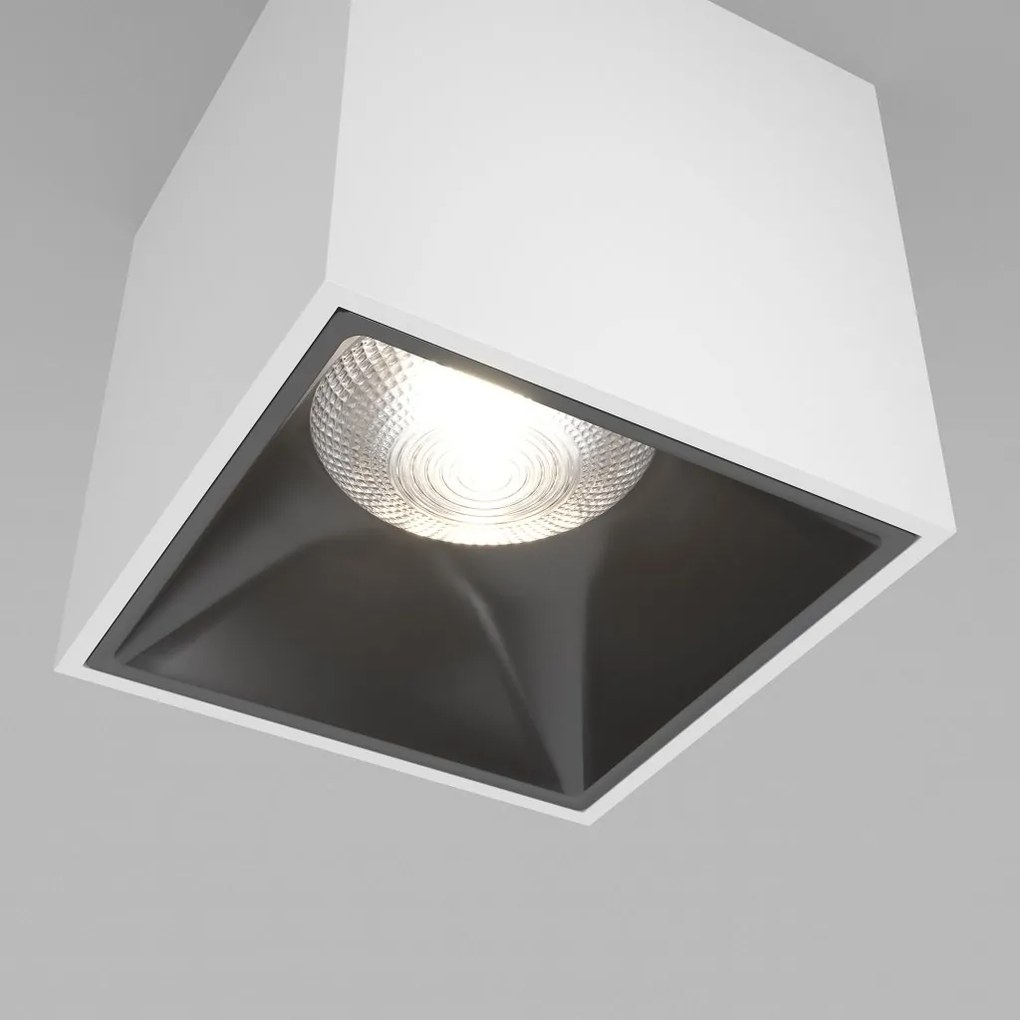 Spot LED aplicat, plafoniera design tehnic Alfa alb 7x7cm, 3000K