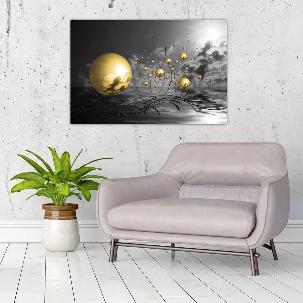 Tabloul bilelor în ocru (90x60 cm)
