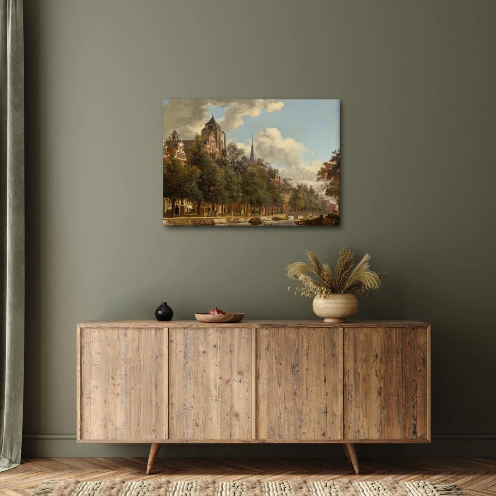 Tablou - Jan van der Heyden, View Down a Dutch Canal, reproducere (70x50 cm)