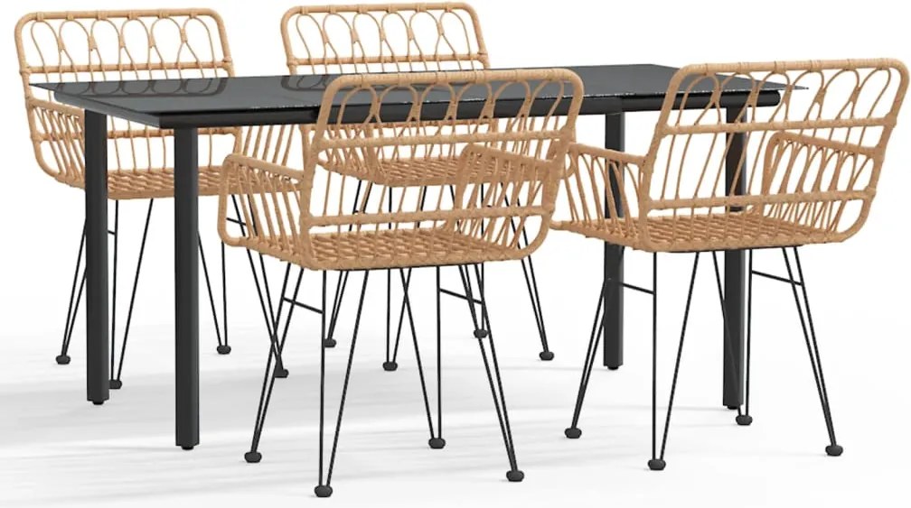 vidaXL Set mobilier de grădină, 5 piese, poliratan