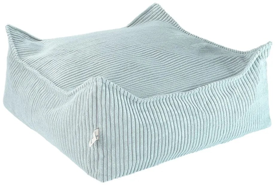 Fotoliu puf pentru copii verde mentă cu tapițerie din catifea reiată Square – Wigiwama