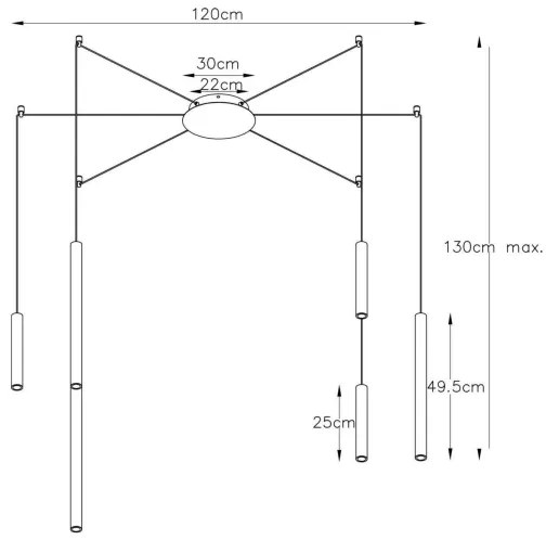 Lustră LED dimabilă pe cablu Lucide 74403/06/30 LORENZ 6xLED/4W/230V negru