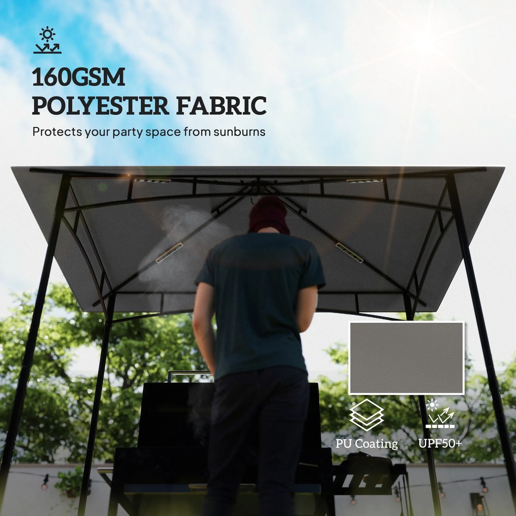 Outsunny Acoperiș de Schimb pentru Pergolă cu 2 Niveluri și Buzunare de Colț, 160 g/m², UV50+, 244x152 cm, Gri Deschis | Aosom Romania
