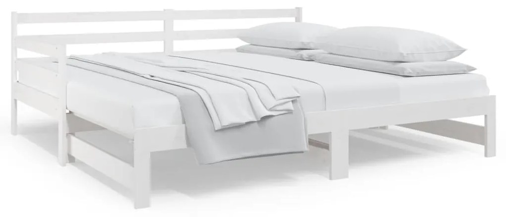 814700 vidaXL Pat de zi extensibil, alb, 2x(80x200) cm, lemn masiv de pin