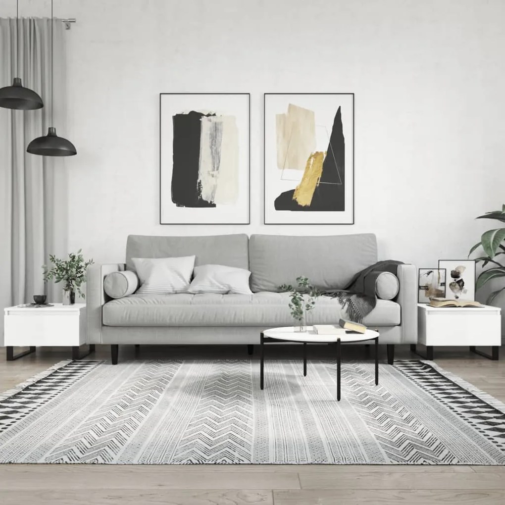 vidaXL Mese de cafea 2 buc. alb extralucios 50x46x35 cm lemn compozit