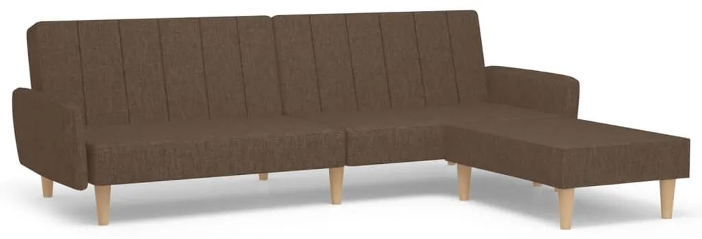 3080711 vidaXL Canapea extensibilă 2 locuri, cu taburet, maro, textil