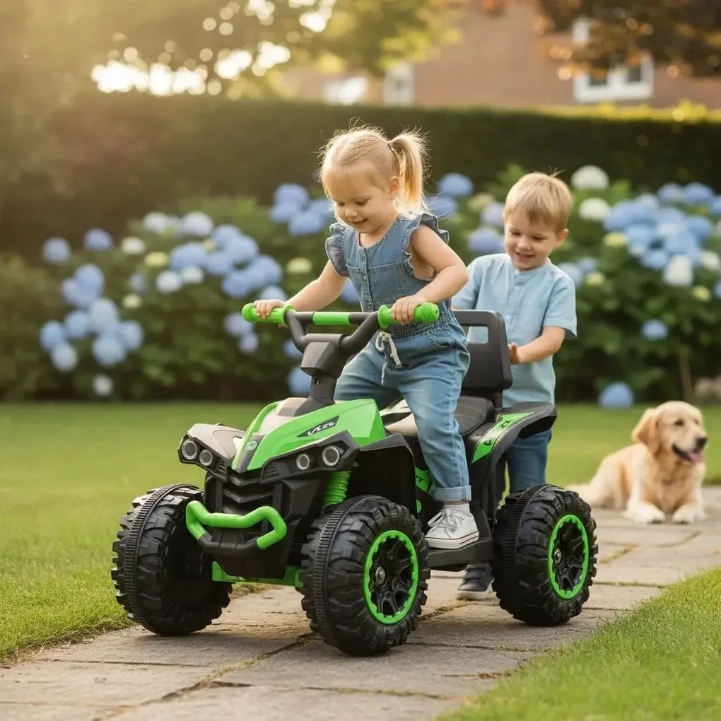 ATV Electric cu acumulator pentru copii NOVOKIDS™ Mini Monster , Lungime 68 cm, 3-6 ani , Max 30 kg , 6V, Verde cu Negru