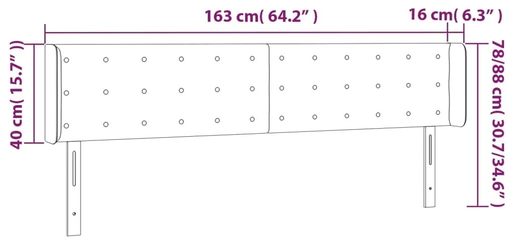 Tablie de pat cu LED, alb, 163x16x78 88 cm, piele ecologica 1, Alb, 163 x 16 x 78 88 cm