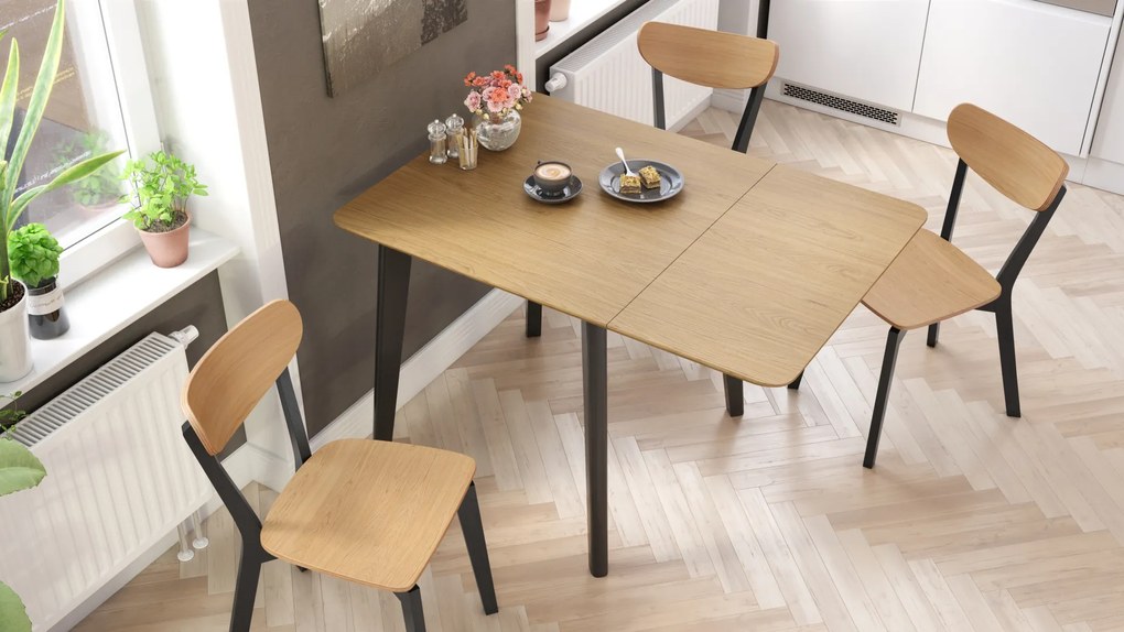 MAZZONI EXPORT ROXY Stejar natural/cadru negru - SCAUN DE LEMN PENTRU SALON SUFRAGERIE BUCĂTĂRIE RETRO