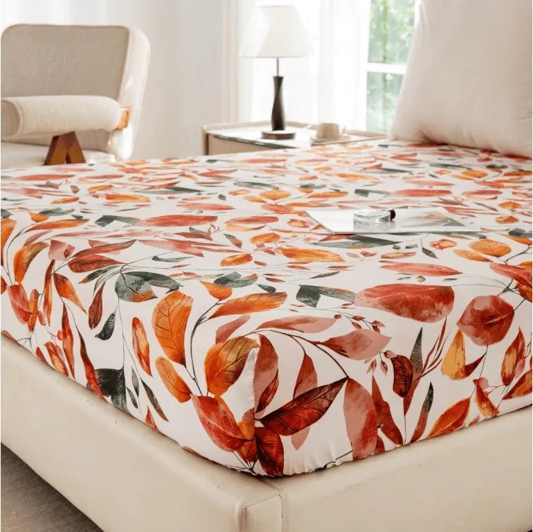 Cearsaf din microfibra AUTUMN LEAVES colorat 90x200 cm