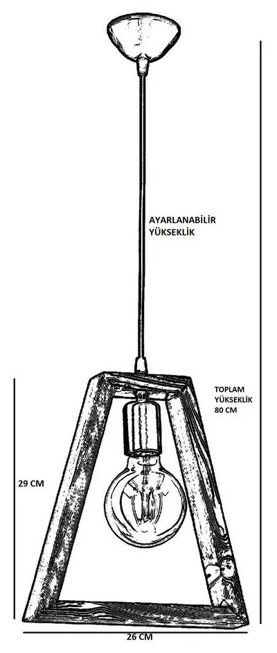 Lustră din lemn de carpen Geometrik Triangle